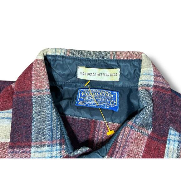 Vintage Pendleton 100% Virgin Wool High‎ Grade Western Wear Plaid Shirt L - Picture 4 of 14